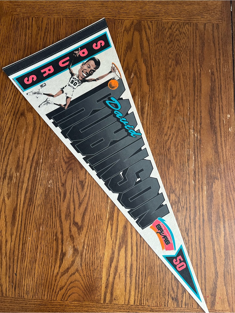 Vintage 1990s David Robinson San Antonio Spurs pennant